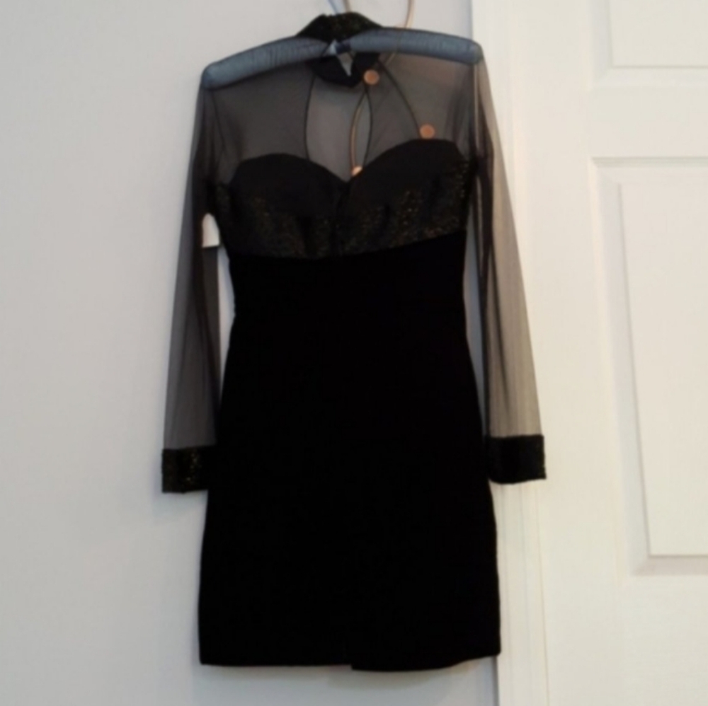 Vintage 1980s 1990s Stephen Yearick Lillie Rubin Sweetheart Sequined Mesh Dress
